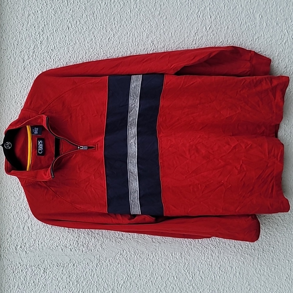 CHAPS sz L zip up pullover long sleeve sweater polo
